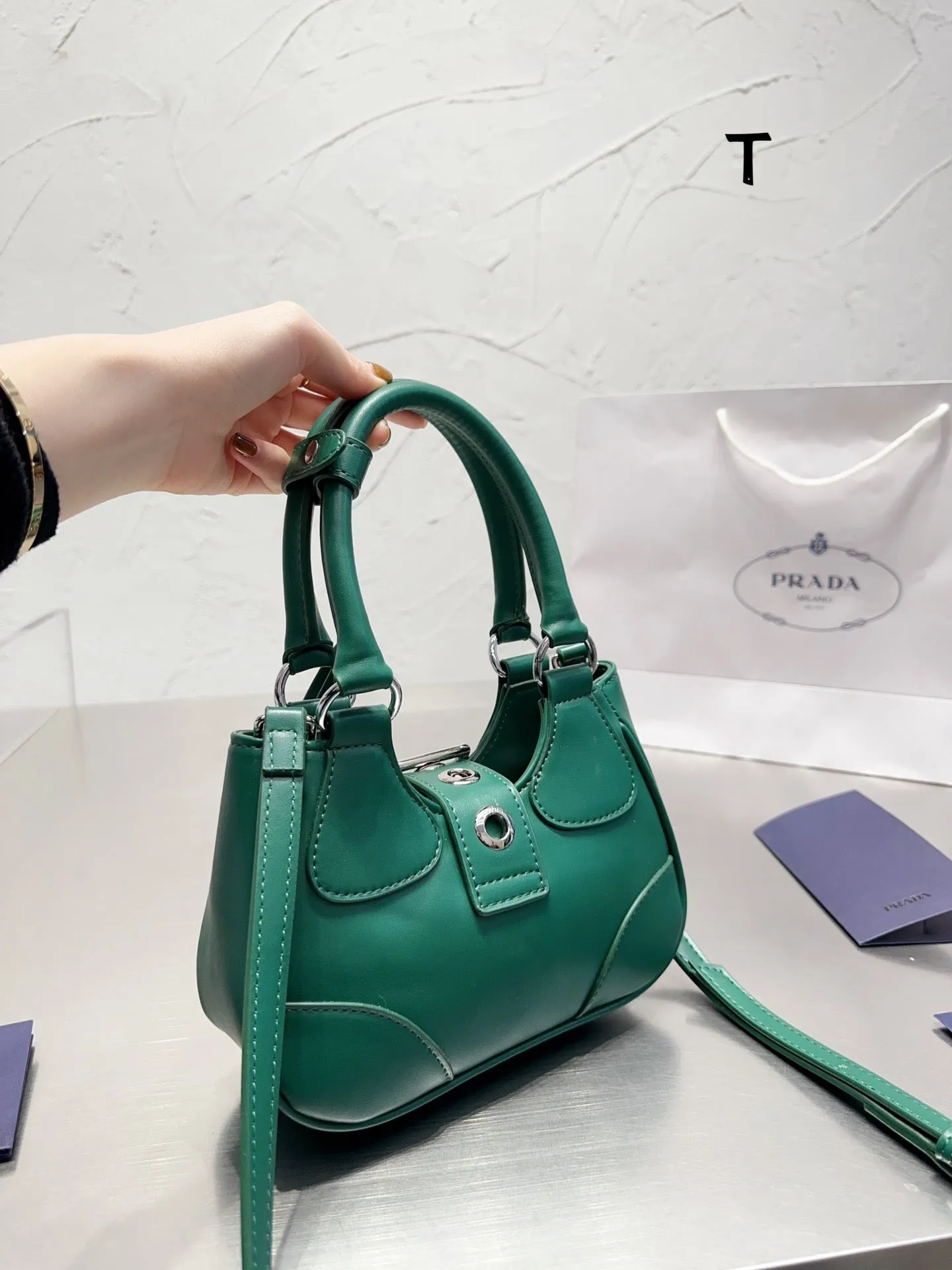 PD182 Prada Moon Leather Bag / 8.8x6.3x2.9inch