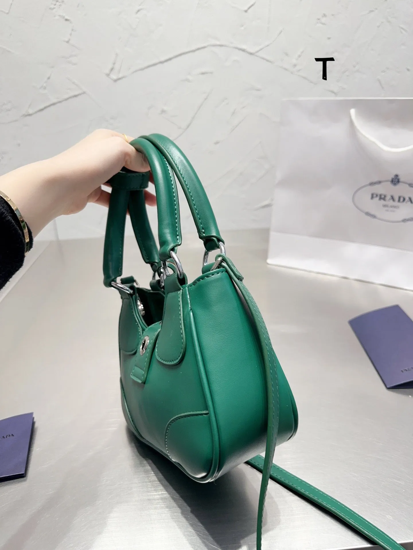 PD182 Prada Moon Leather Bag / 8.8x6.3x2.9inch