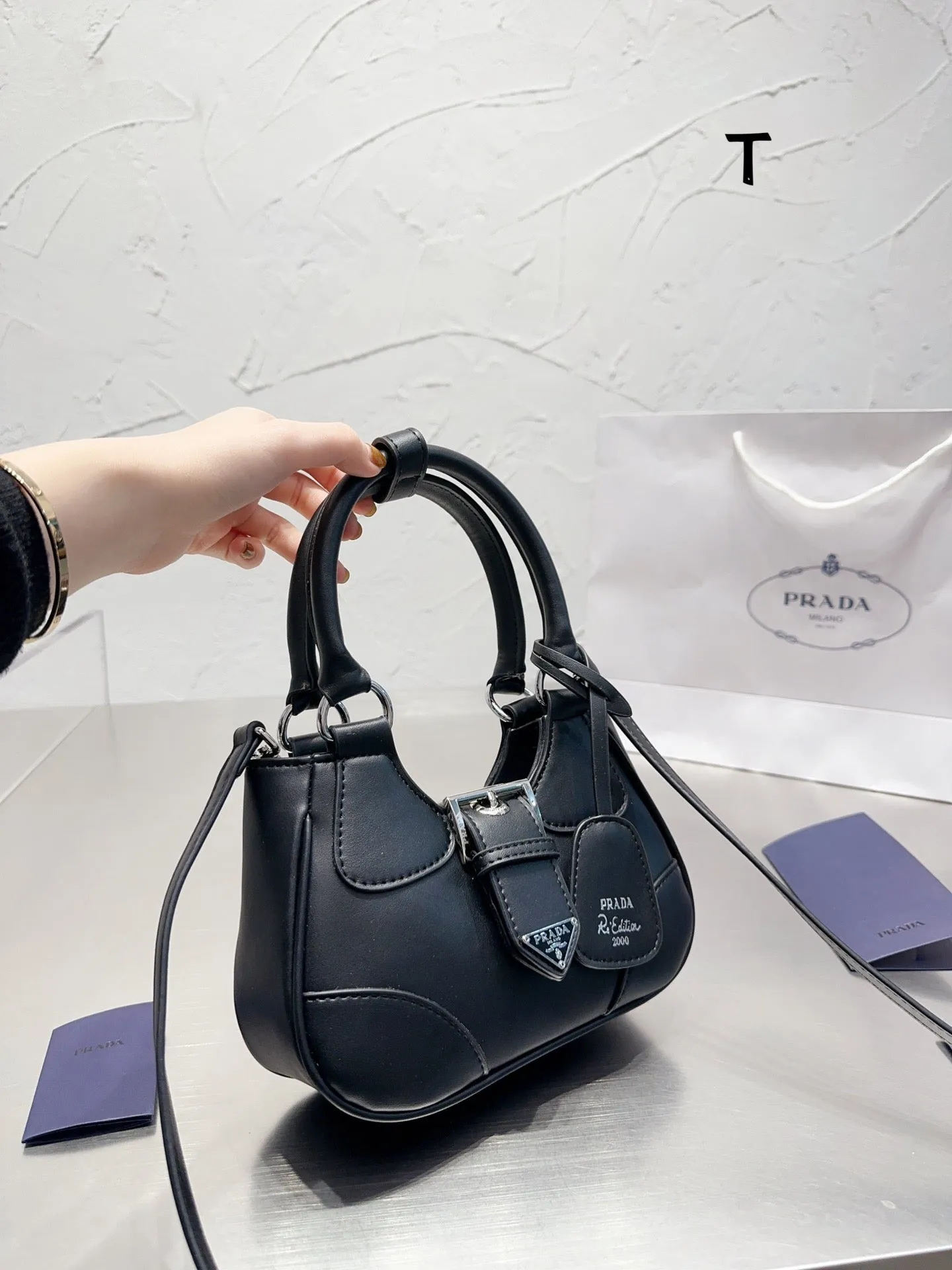 PD182 Prada Moon Leather Bag / 8.8x6.3x2.9inch
