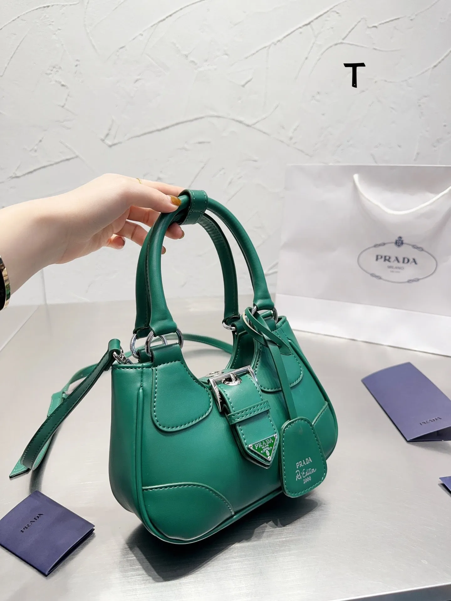 PD182 Prada Moon Leather Bag / 8.8x6.3x2.9inch