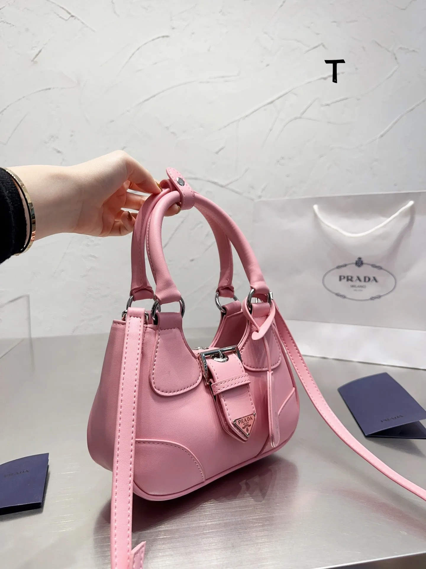 PD182 Prada Moon Leather Bag / 8.8x6.3x2.9inch
