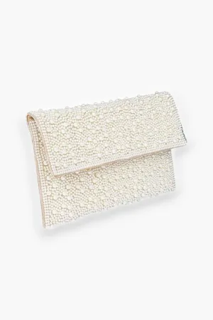 Pearl Studded Envelope Clutch Bag
