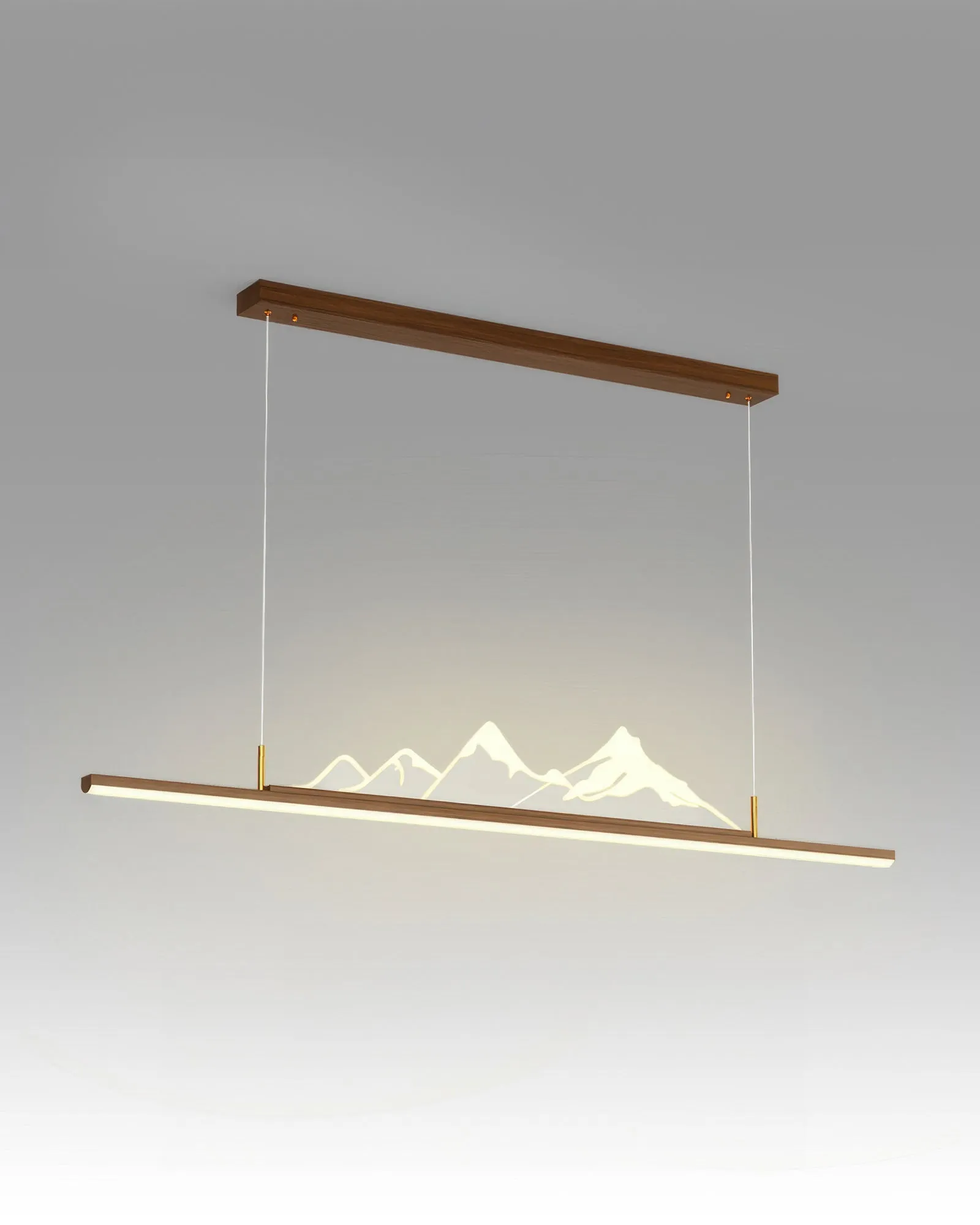 Pendant light with long wood grain Japanese Zen