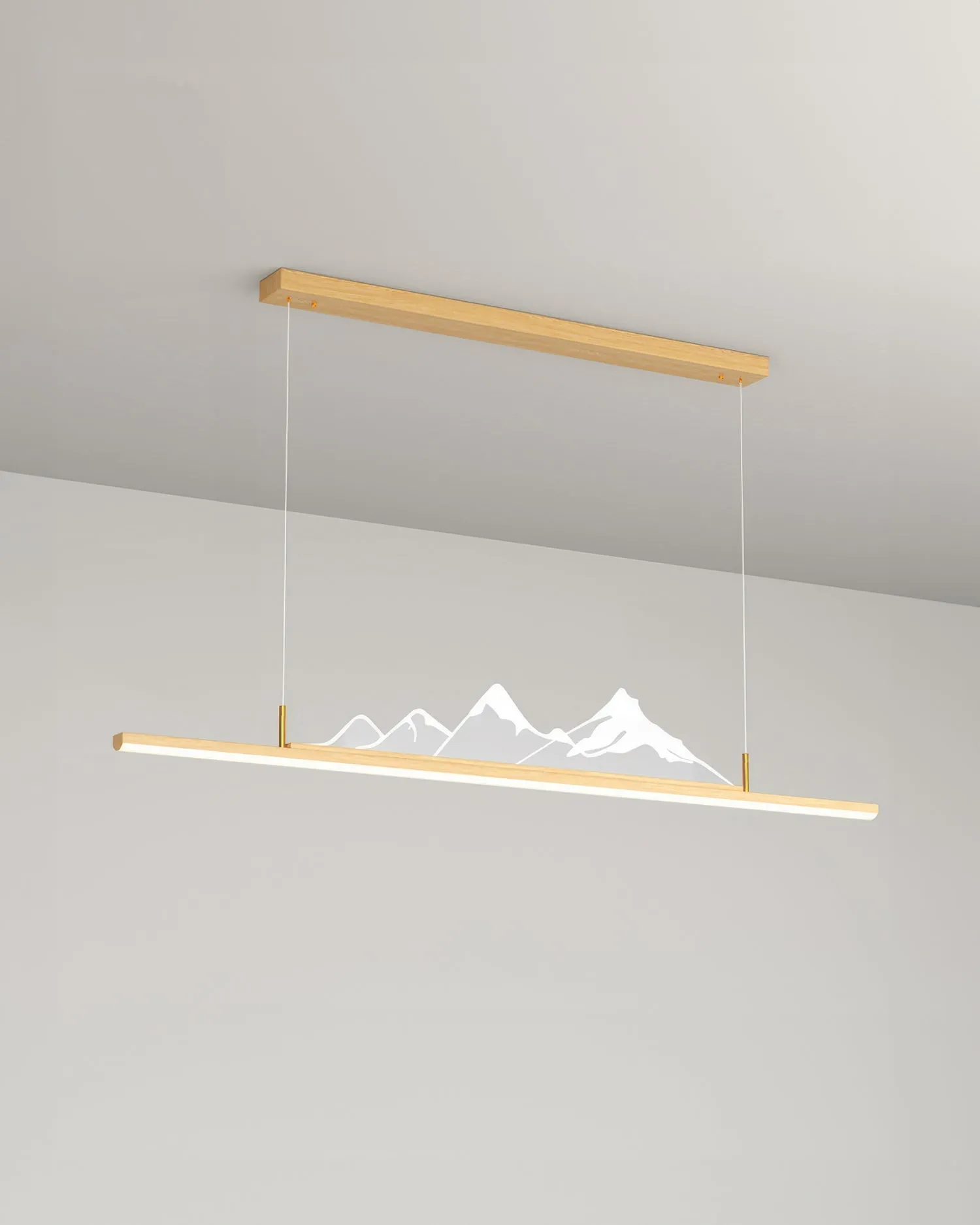 Pendant light with long wood grain Japanese Zen