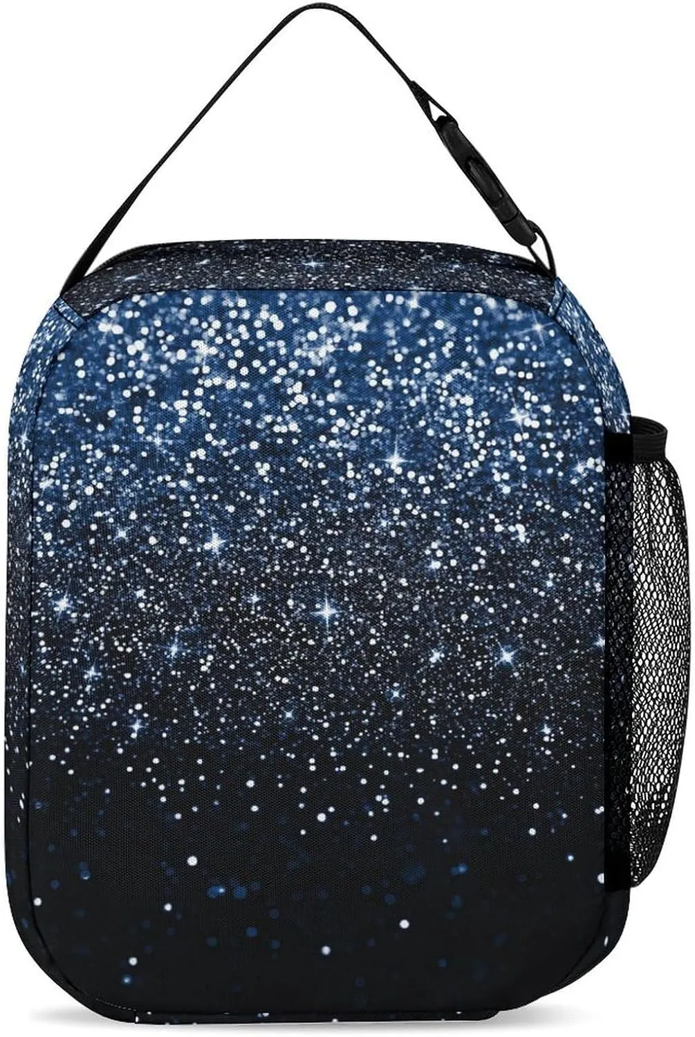 Personalized Blue Glitter Print Navy Black Backpacks Sets for Boys Girls Backpack and Lunch Box Pencil Pouch Back to School Gifts for Daughter Son