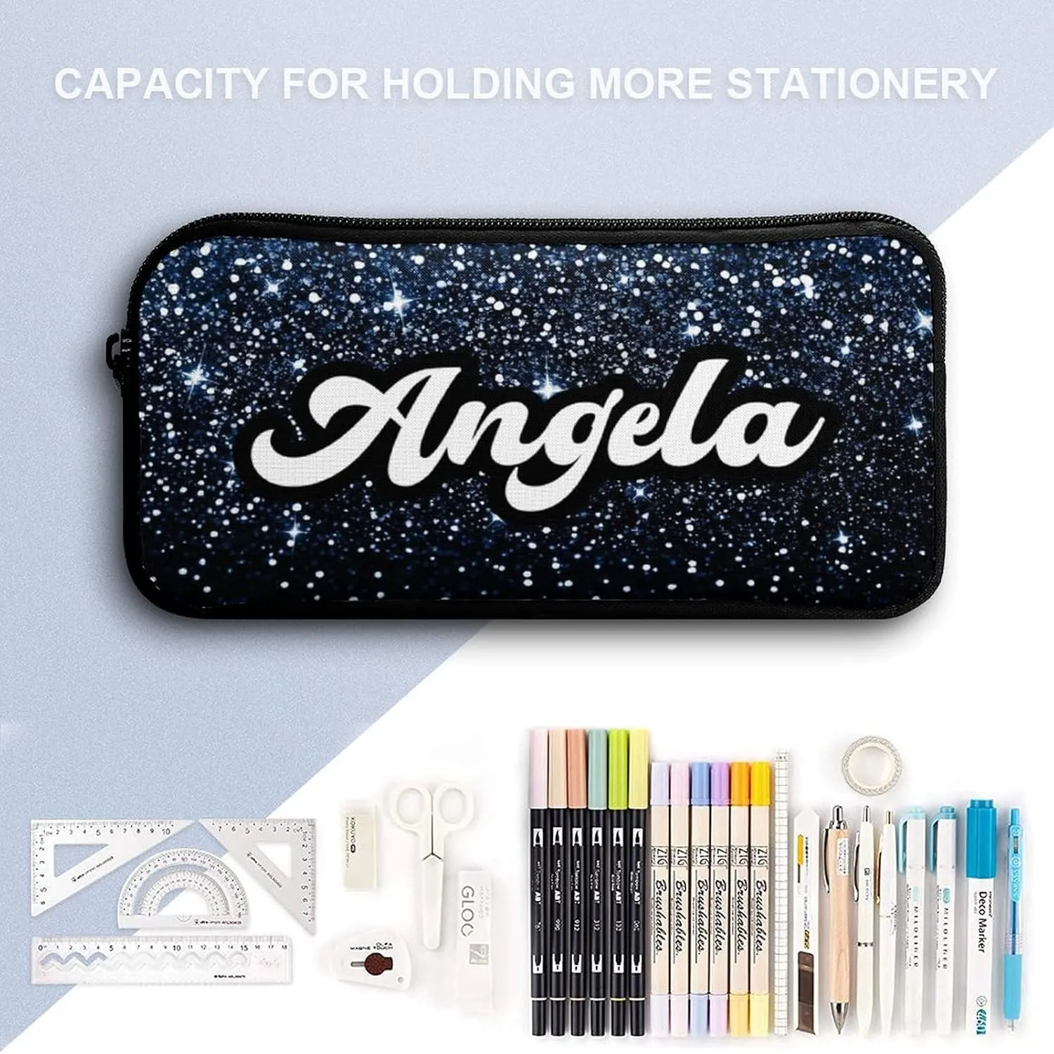 Personalized Blue Glitter Print Navy Black Backpacks Sets for Boys Girls Backpack and Lunch Box Pencil Pouch Back to School Gifts for Daughter Son