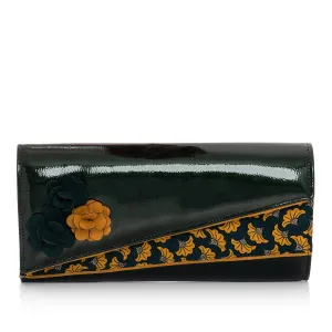 Perth Forest Green Asymmetric Clutch Bag Matches Quinn Mary Jane by Ruby Shoo