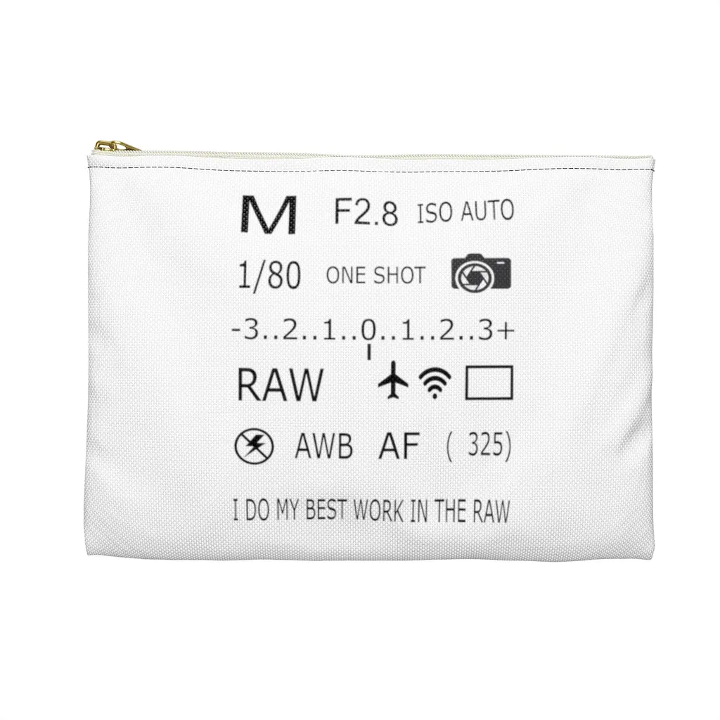 Photographer Raw White Zippered Accessory Pouch (FWS)