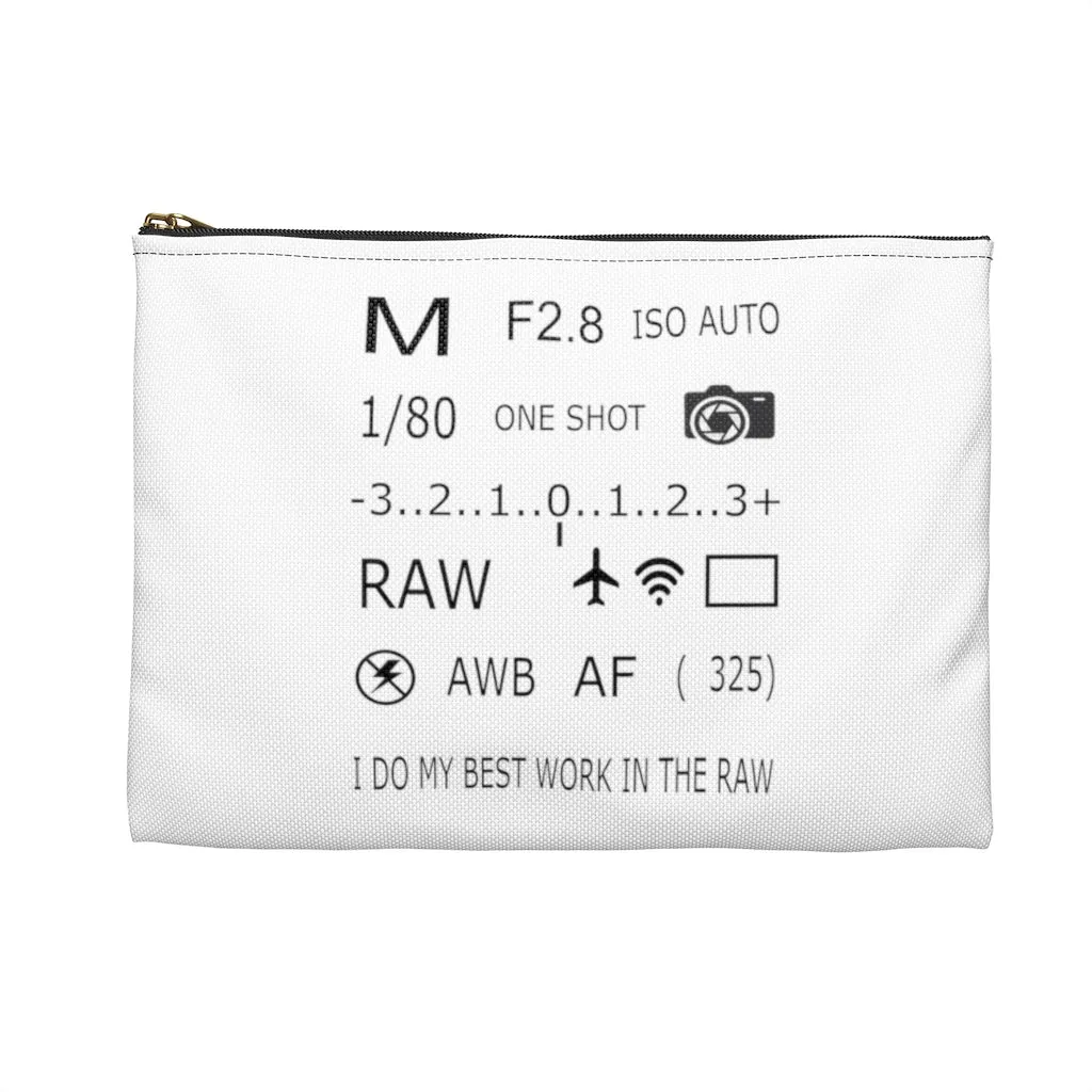 Photographer Raw White Zippered Accessory Pouch (FWS)