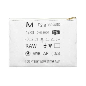 Photographer Raw White Zippered Accessory Pouch (FWS)