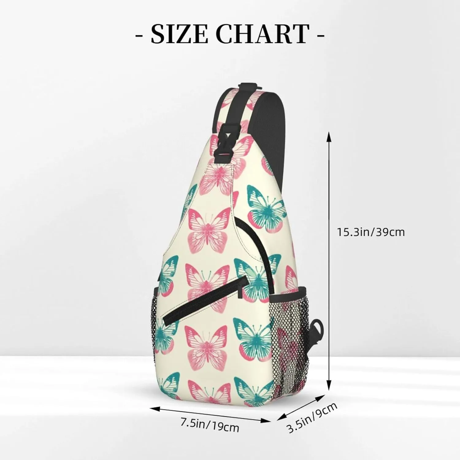 Pink Butterflies Backpack Travel Hiking Daypack Chest Bags Crossbody Shoulder Bag