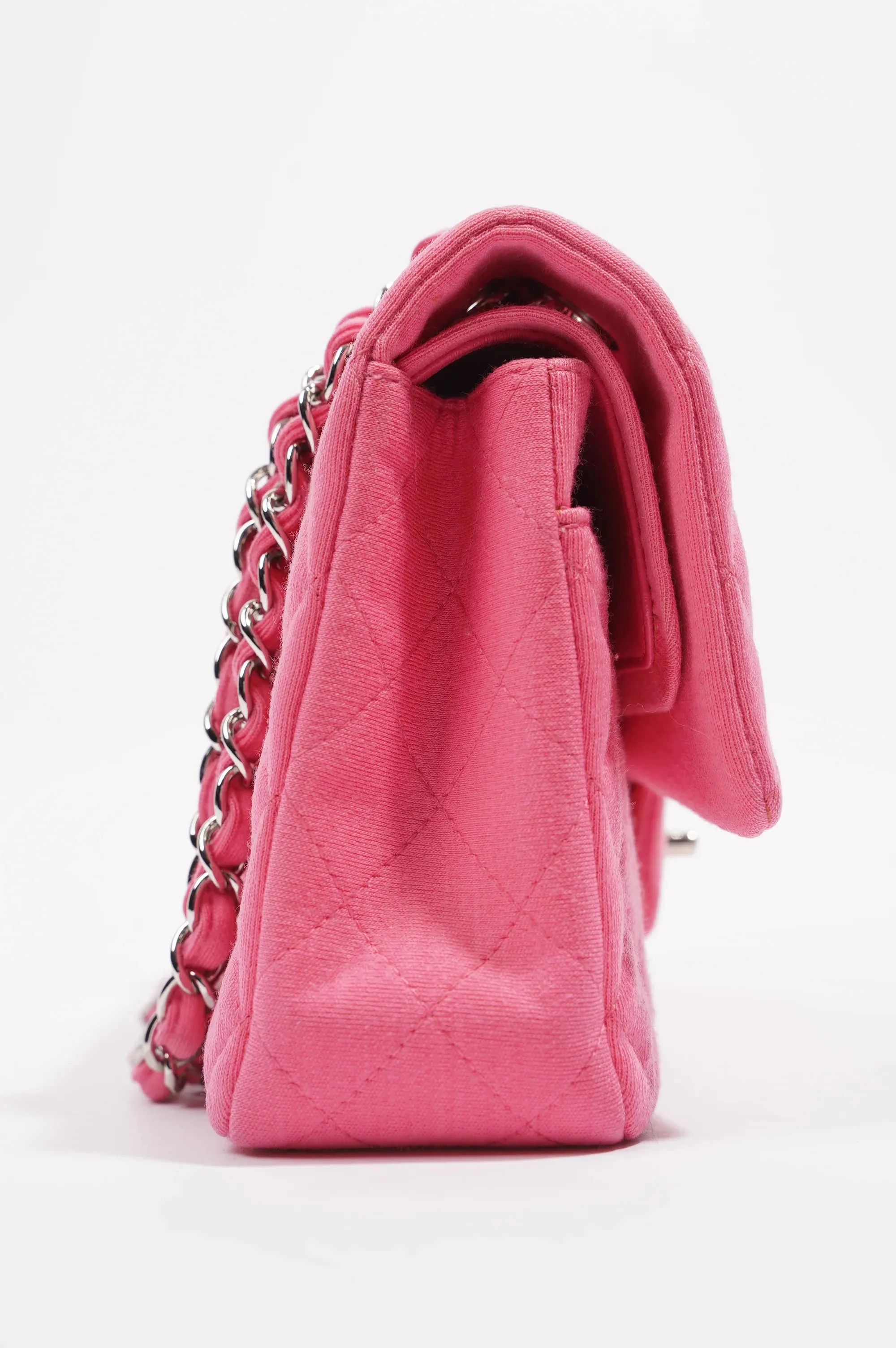 Pink Fabric Double Medium Flap Bag