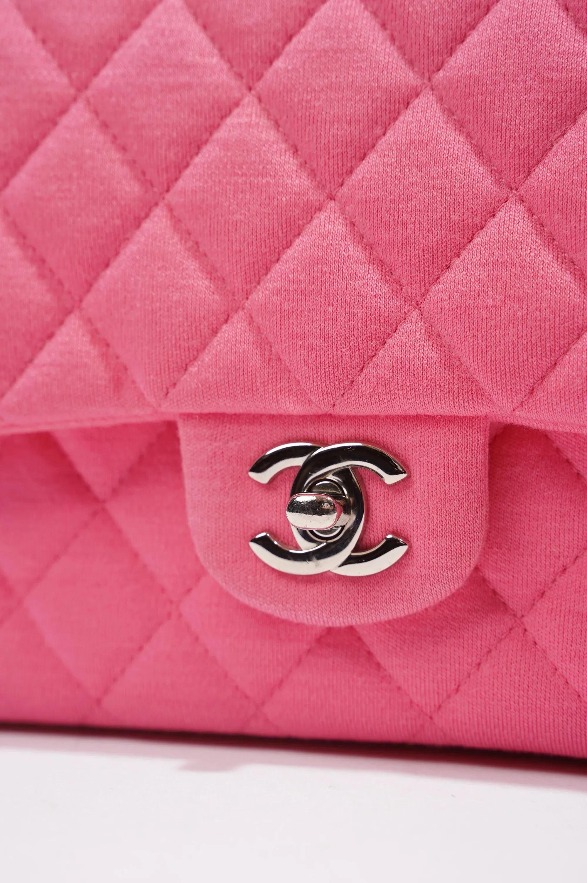 Pink Fabric Double Medium Flap Bag
