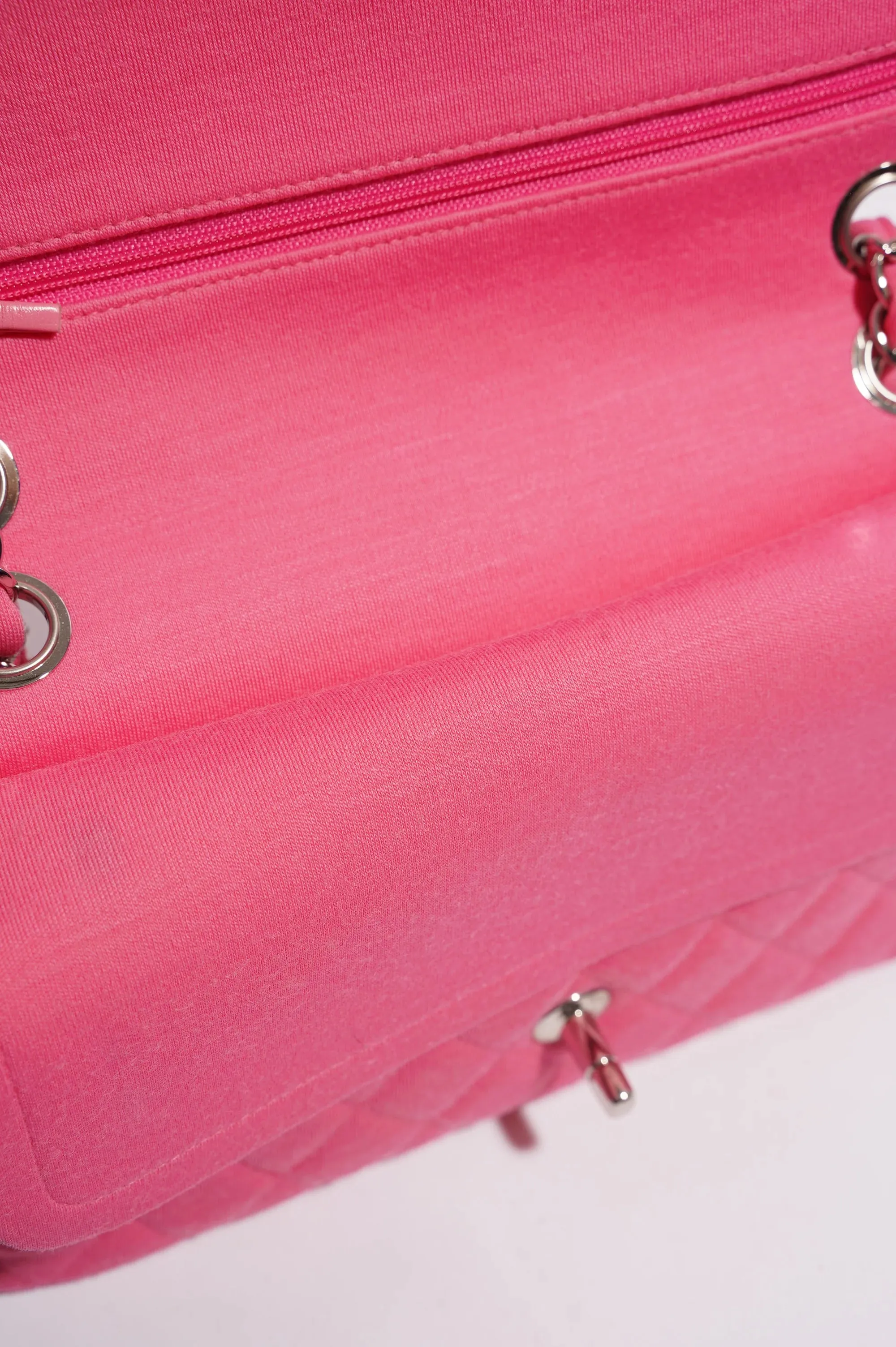 Pink Fabric Double Medium Flap Bag