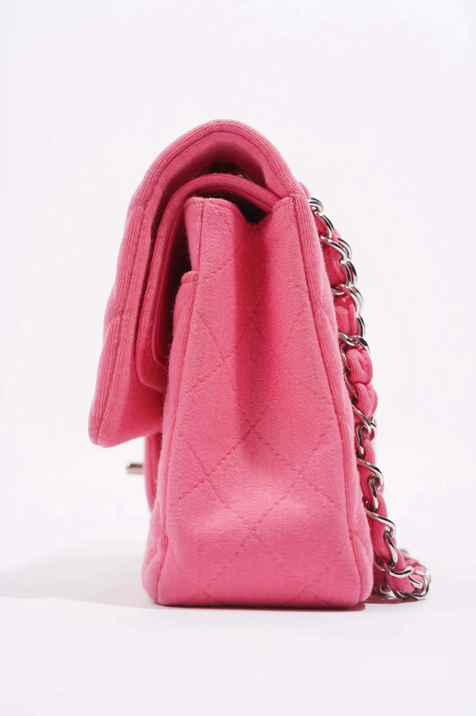 Pink Fabric Double Medium Flap Bag