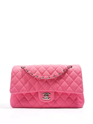 Pink Fabric Double Medium Flap Bag