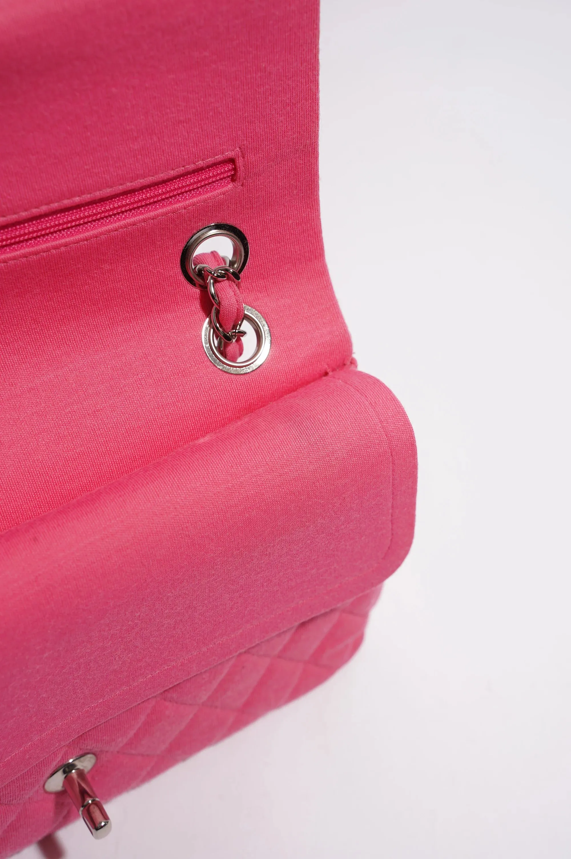 Pink Fabric Double Medium Flap Bag
