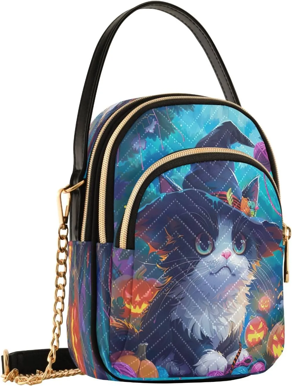 Pink Floral Koala Cross Body Bags Triple Zip Women's Crossbody Handbags, Work Bags for Women