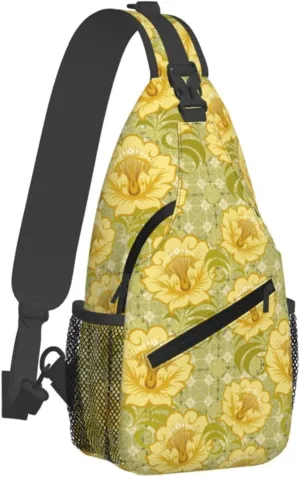 pink flower Chest Bags Crossbody Sling Bag Shoulder Bag Travel Hiking Daypack For Men Women