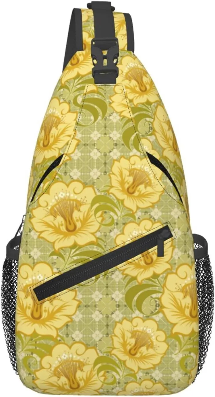 pink flower Chest Bags Crossbody Sling Bag Shoulder Bag Travel Hiking Daypack For Men Women