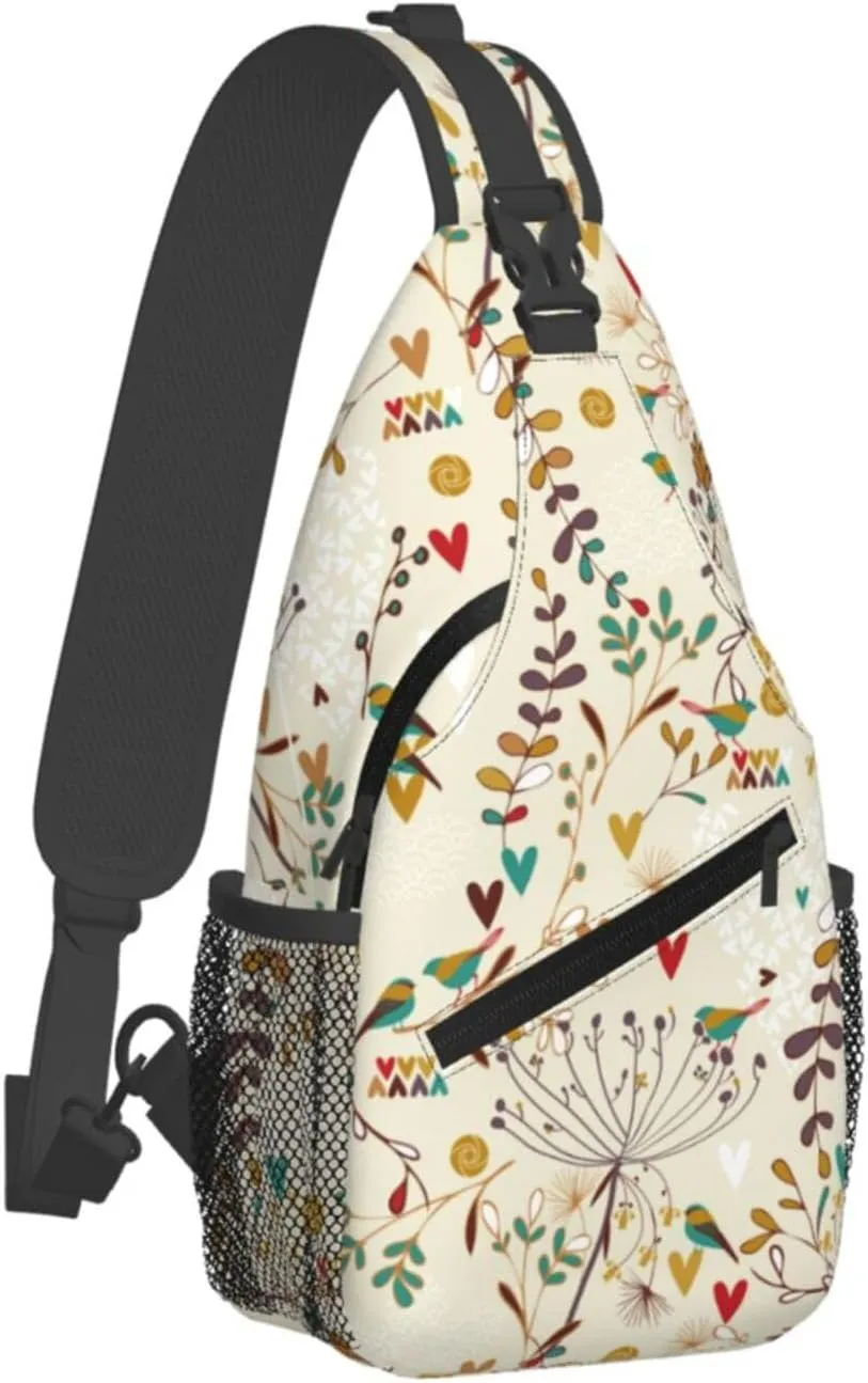 pink flower Chest Bags Crossbody Sling Bag Shoulder Bag Travel Hiking Daypack For Men Women