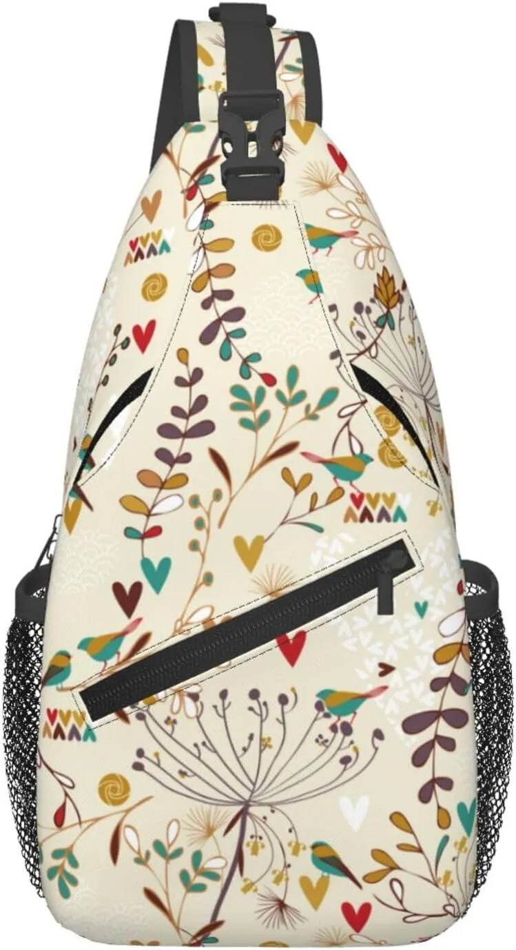 pink flower Chest Bags Crossbody Sling Bag Shoulder Bag Travel Hiking Daypack For Men Women