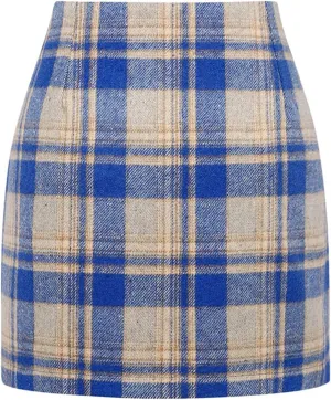 Plaid Skirts for Women Trendy Mini Skirt High Waisted Bodycon Pencil Wool Skirts A Lined Short Skirts Womens Fashion Flannel Skirts Cruise Essentials Outfits(C Blue,XL)