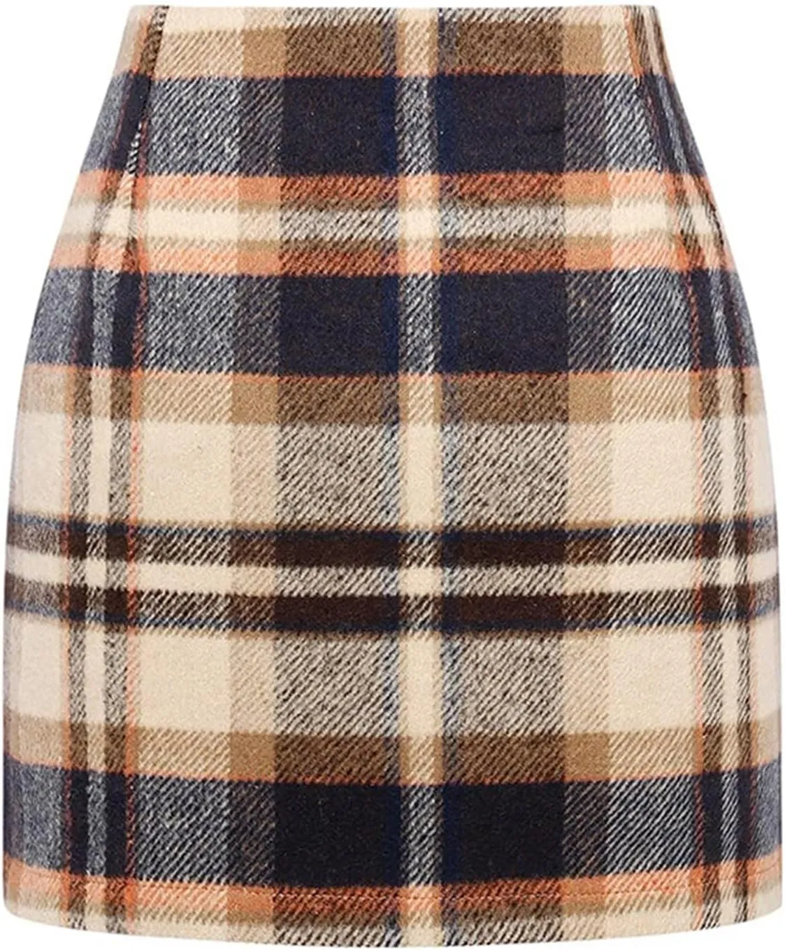 Plaid Skirts for Women Trendy Mini Skirt High Waisted Bodycon Pencil Wool Skirts A Lined Short Skirts Womens Fashion Flannel Skirts Cruise Essentials Outfits(C Light Brown,S)