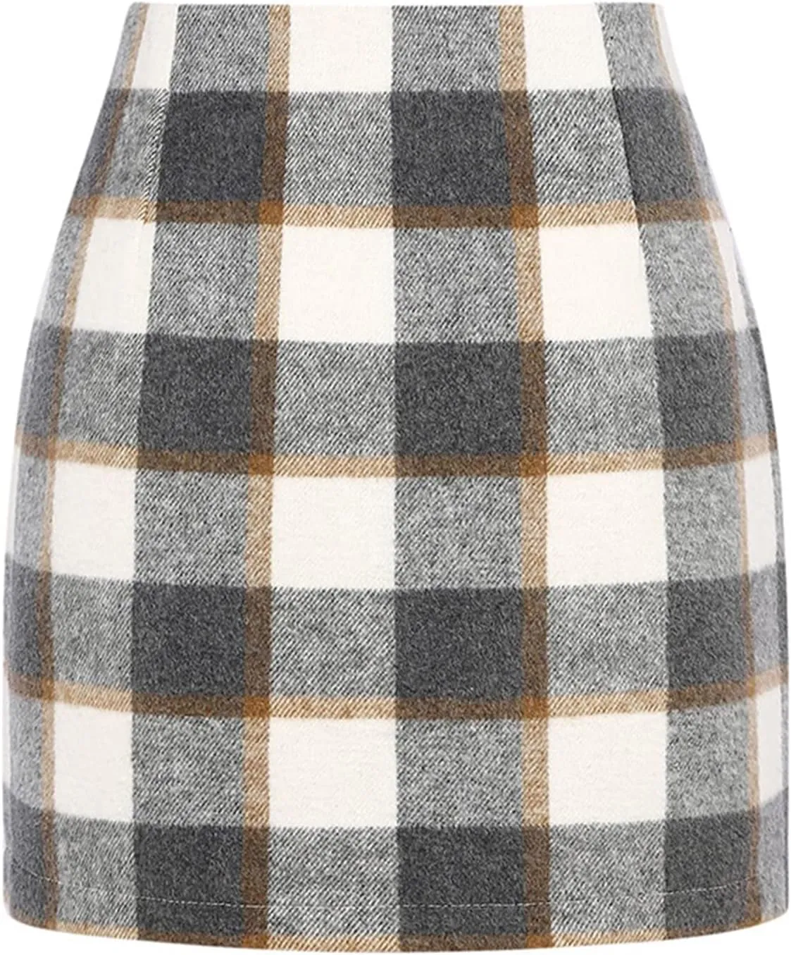 Plaid Skirts for Women Trendy Mini Skirt High Waisted Bodycon Pencil Wool Skirts A Lined Short Skirts Womens Fashion Flannel Skirts Cruise Essentials Outfits(C Light Gray,XL)