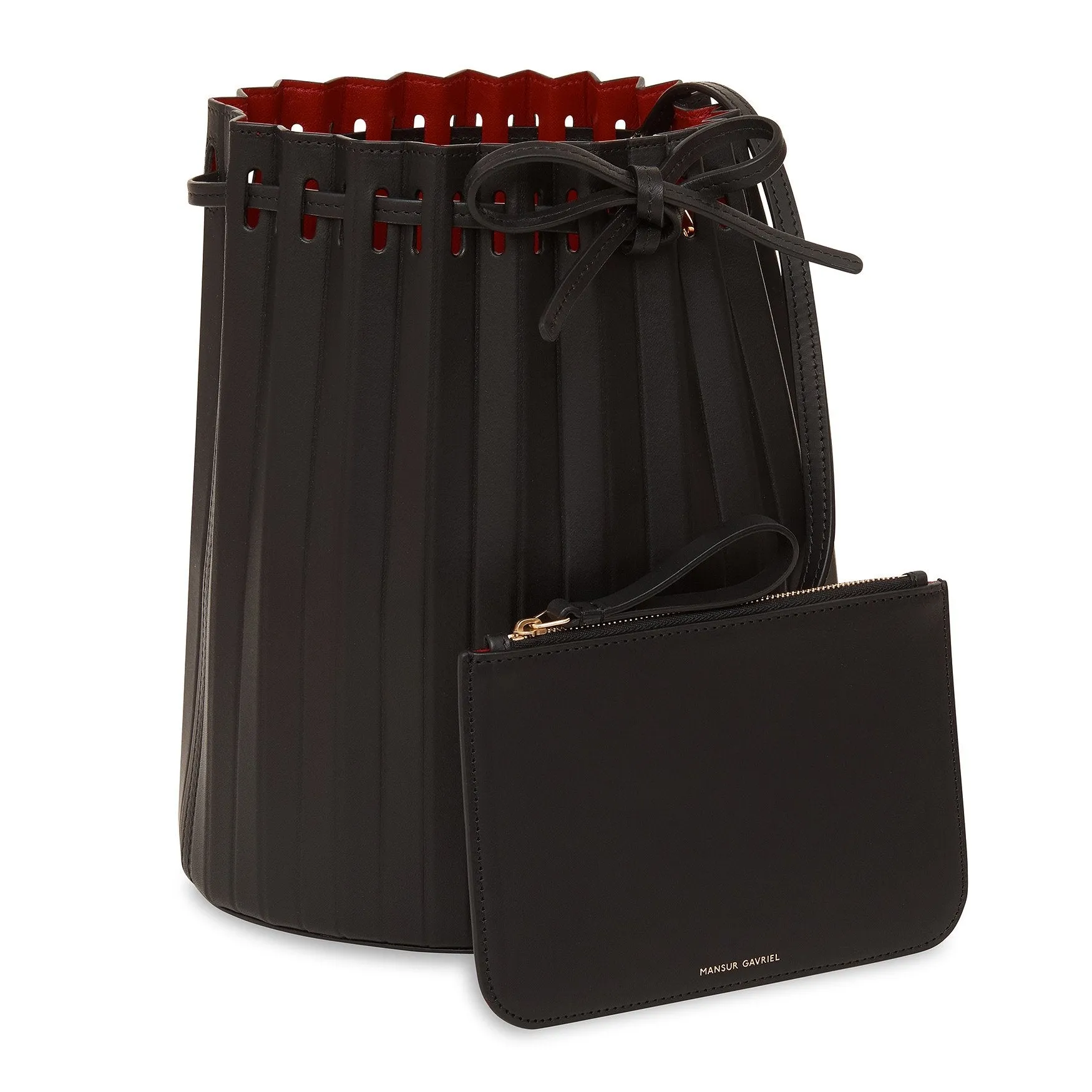 Pleated Bucket Bag - Black
