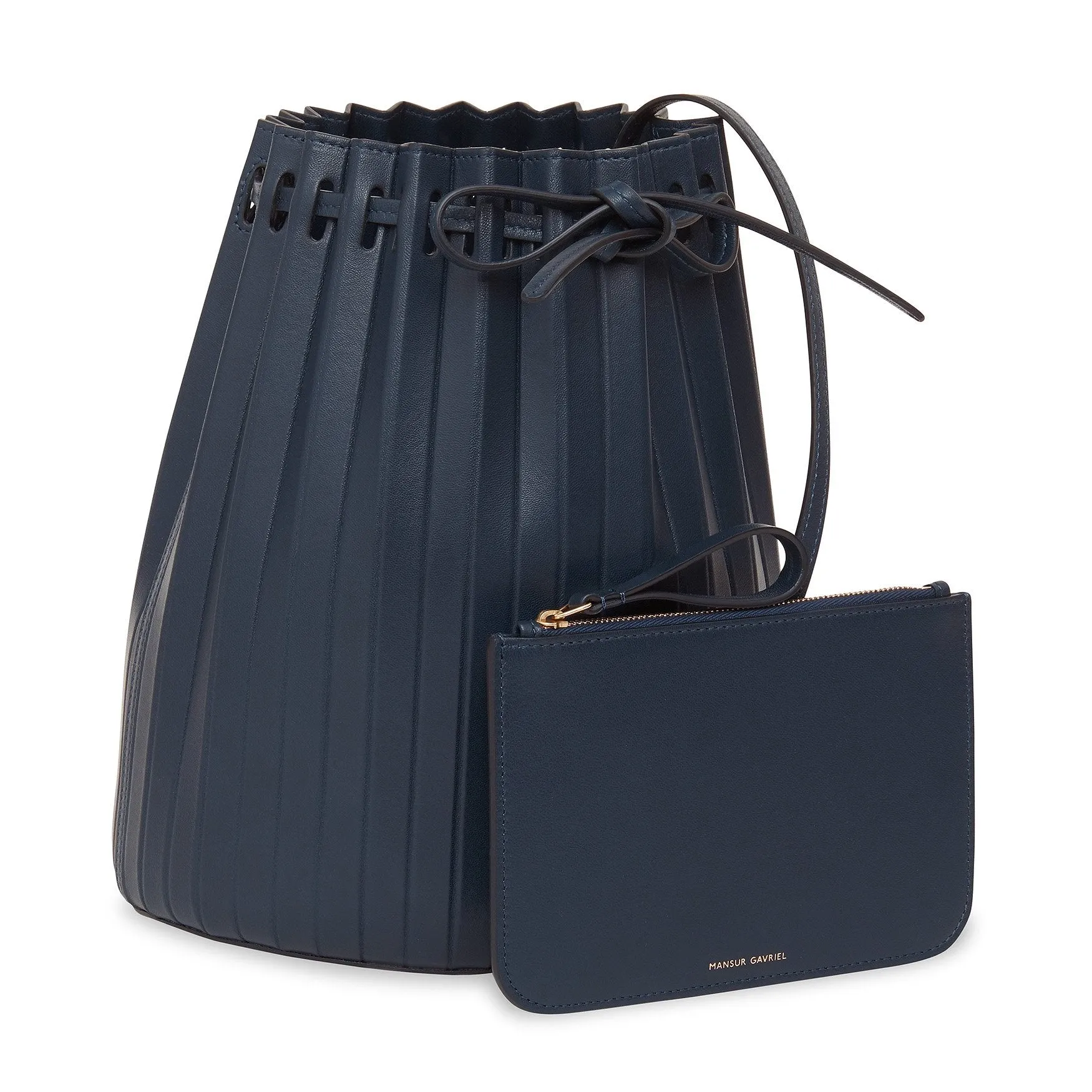 Pleated Bucket Bag - Blu