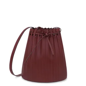 Pleated Bucket Bag - Bordo