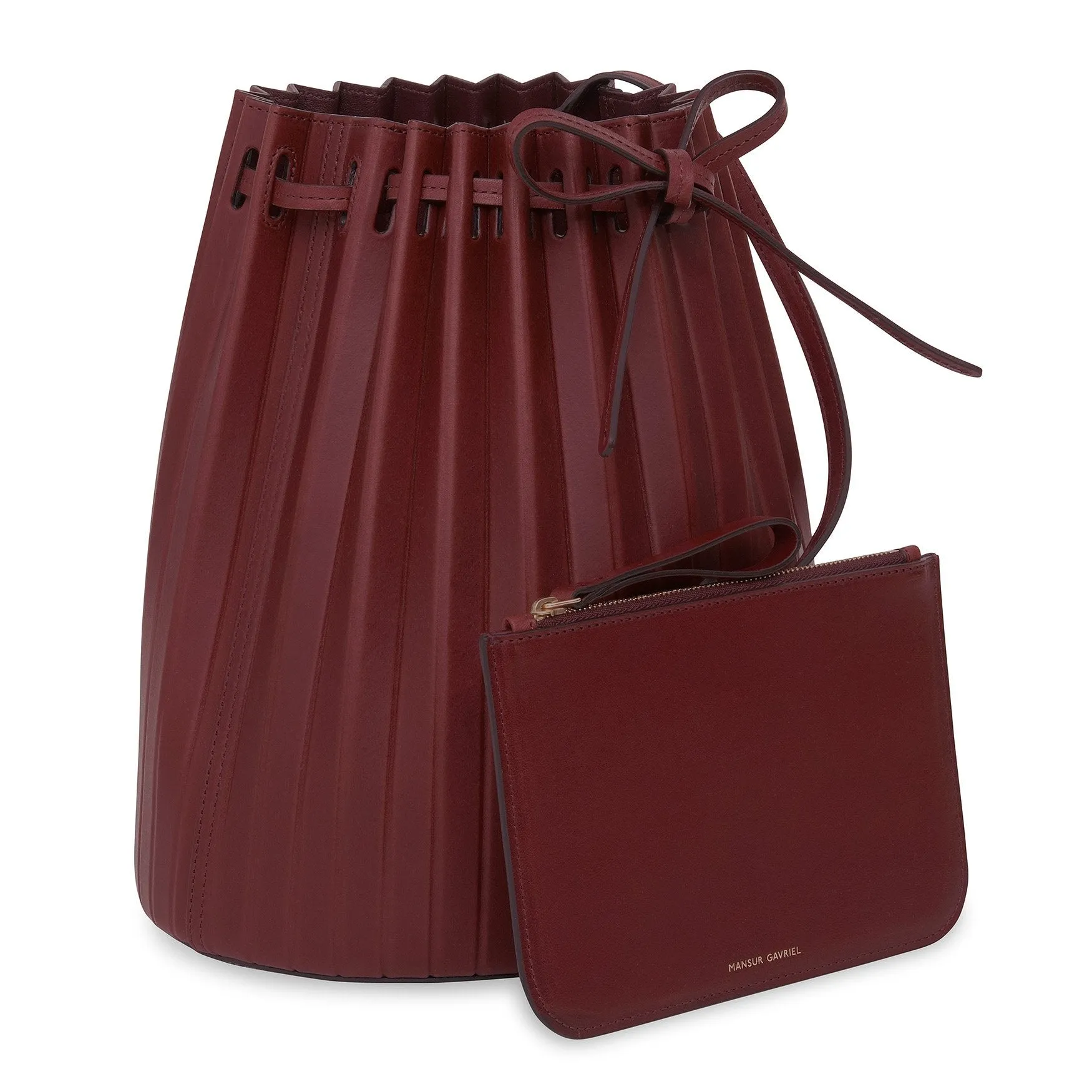Pleated Bucket Bag - Bordo
