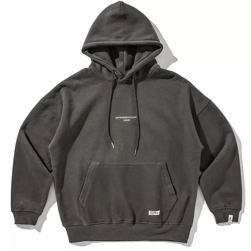 Plus Size Thin Fleece Hoodie Japanese Streetwear Sweatshirt Men Clothing