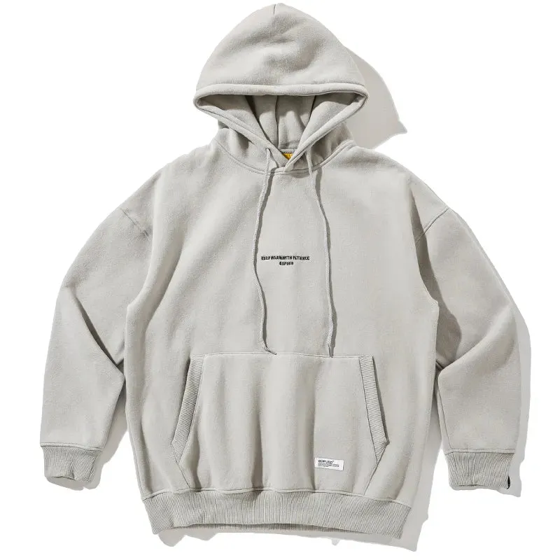 Plus Size Thin Fleece Hoodie Japanese Streetwear Sweatshirt Men Clothing