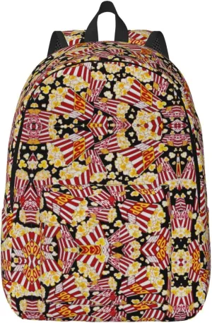Popcorn Print Print Canvas Backpack Women,Mens Travel Casual Daypack Bookbag For Laptop Work Travel Hiking