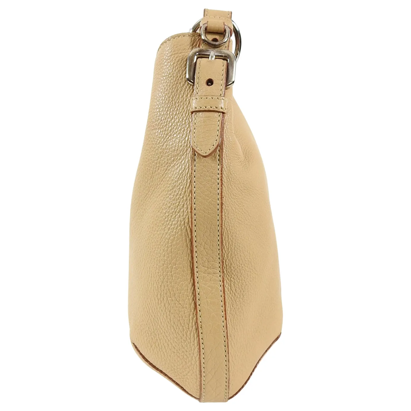 Prada Beige Logo Imprinted Leather Hobo Shoulder Bag