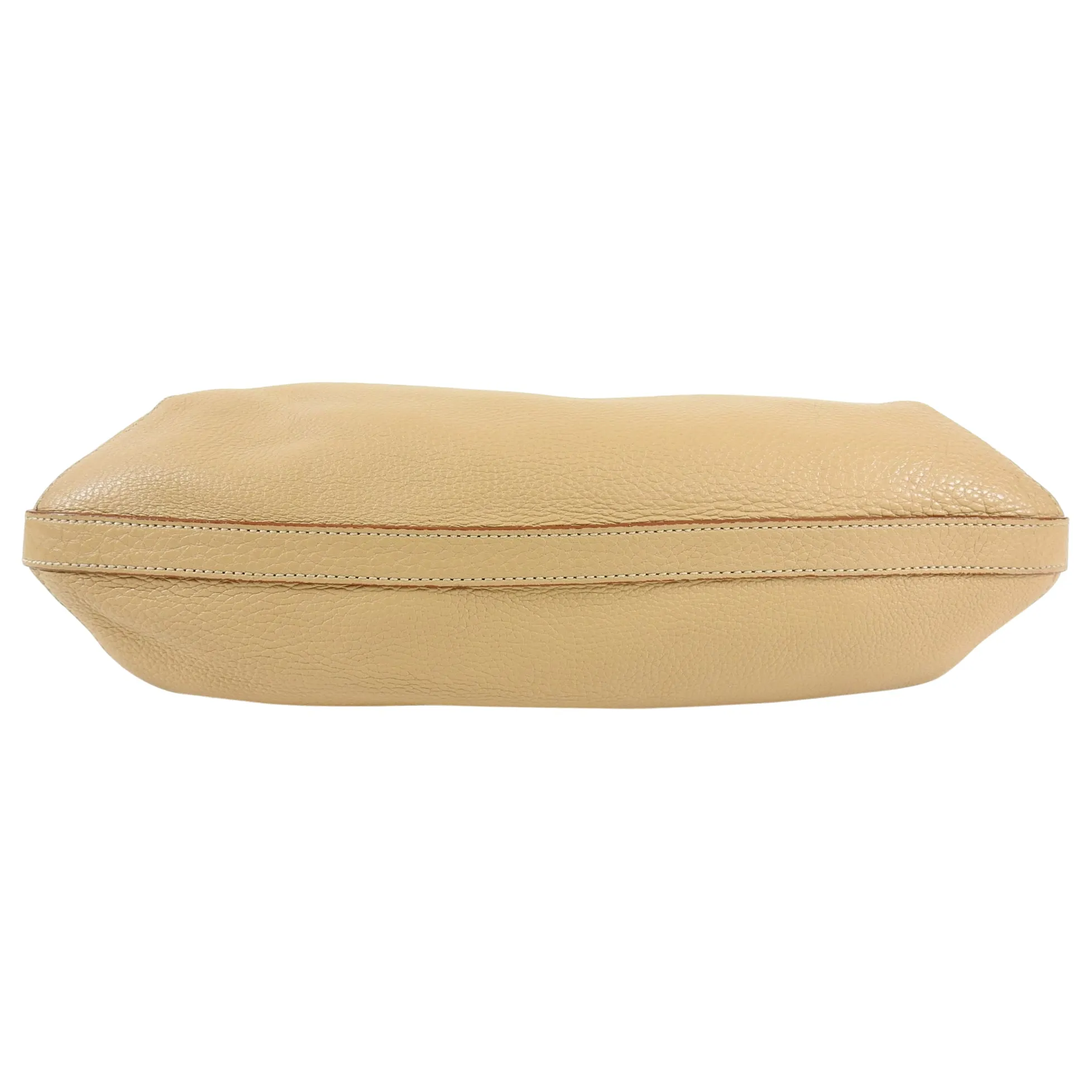 Prada Beige Logo Imprinted Leather Hobo Shoulder Bag
