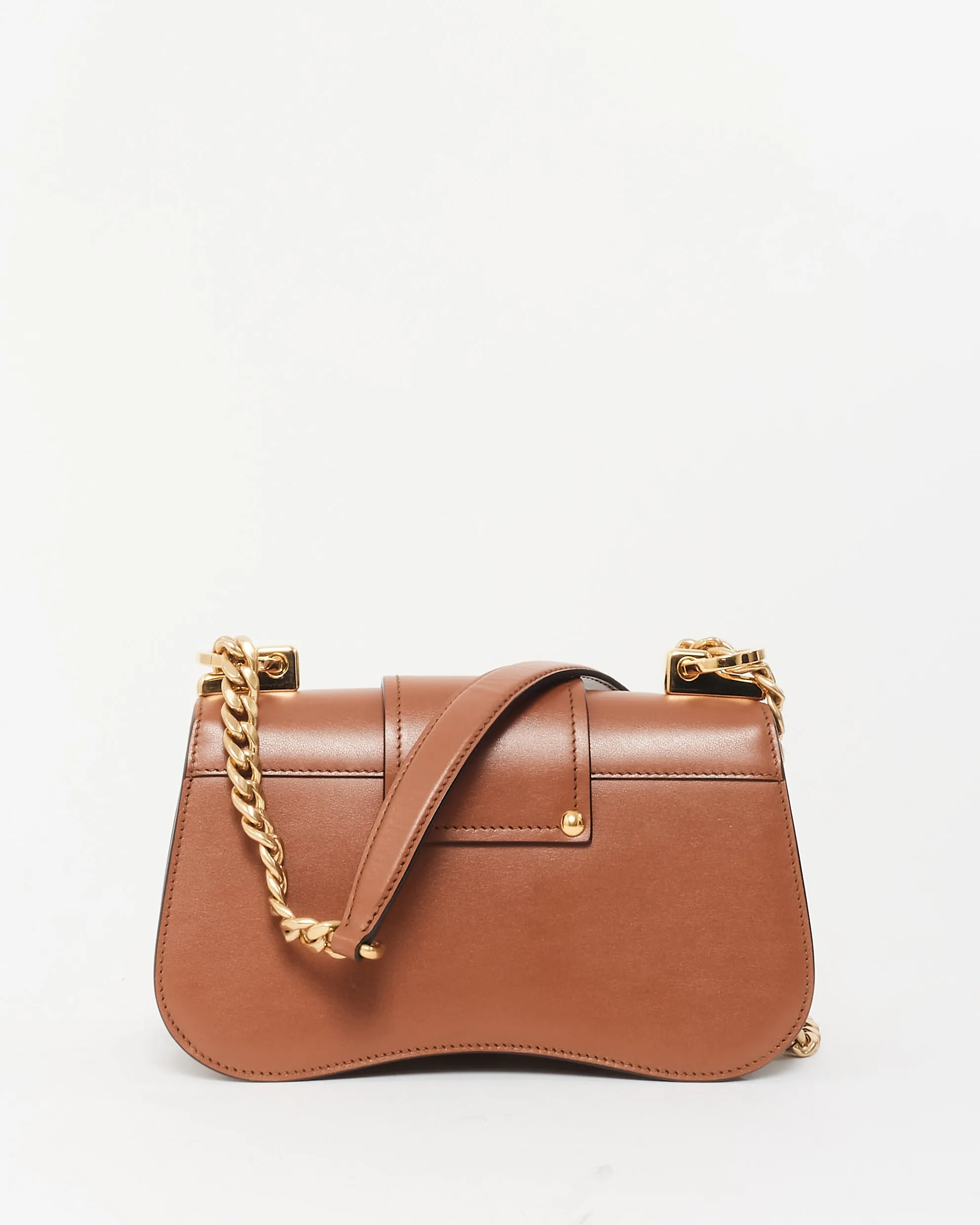 Prada Camel Leather Small Sidonie Chain Crossbody Bag