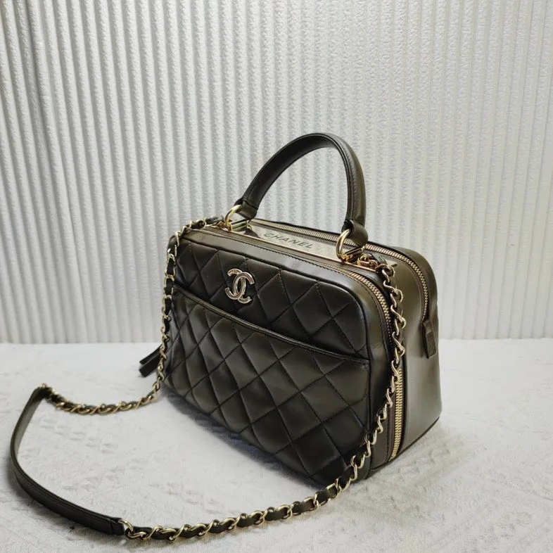 Preloved Chanel Quilted Black Top Handle Bag 12082344
