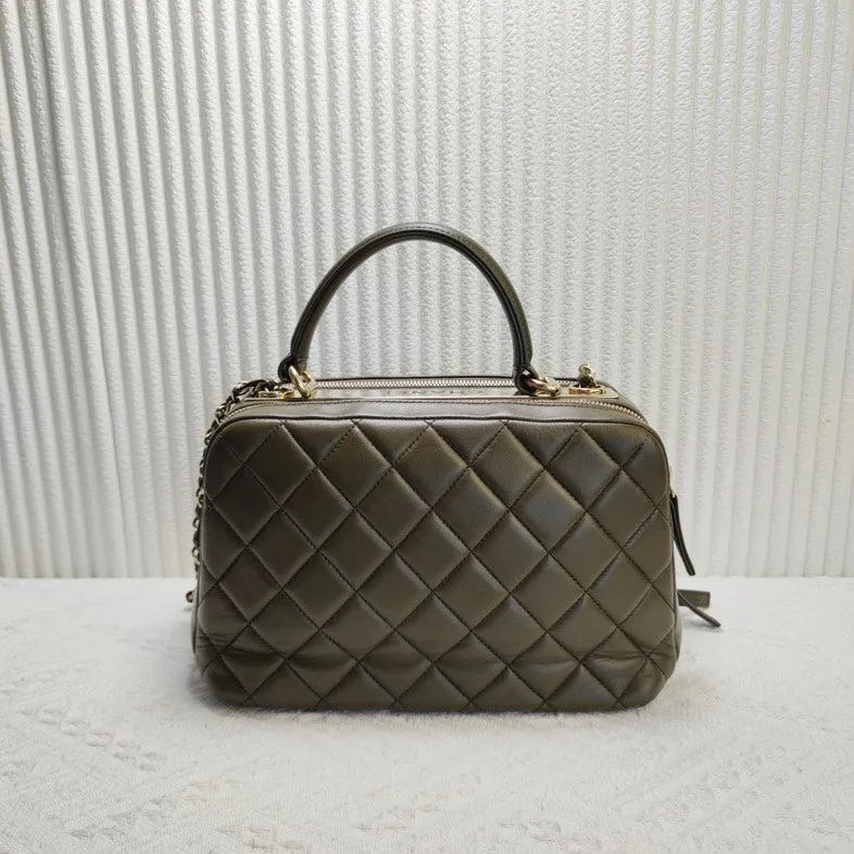 Preloved Chanel Quilted Black Top Handle Bag 12082344