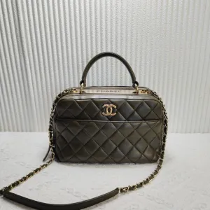 Preloved Chanel Quilted Black Top Handle Bag 12082344