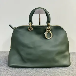 Preloved Dior Granville Bag Green Leather Top Handle