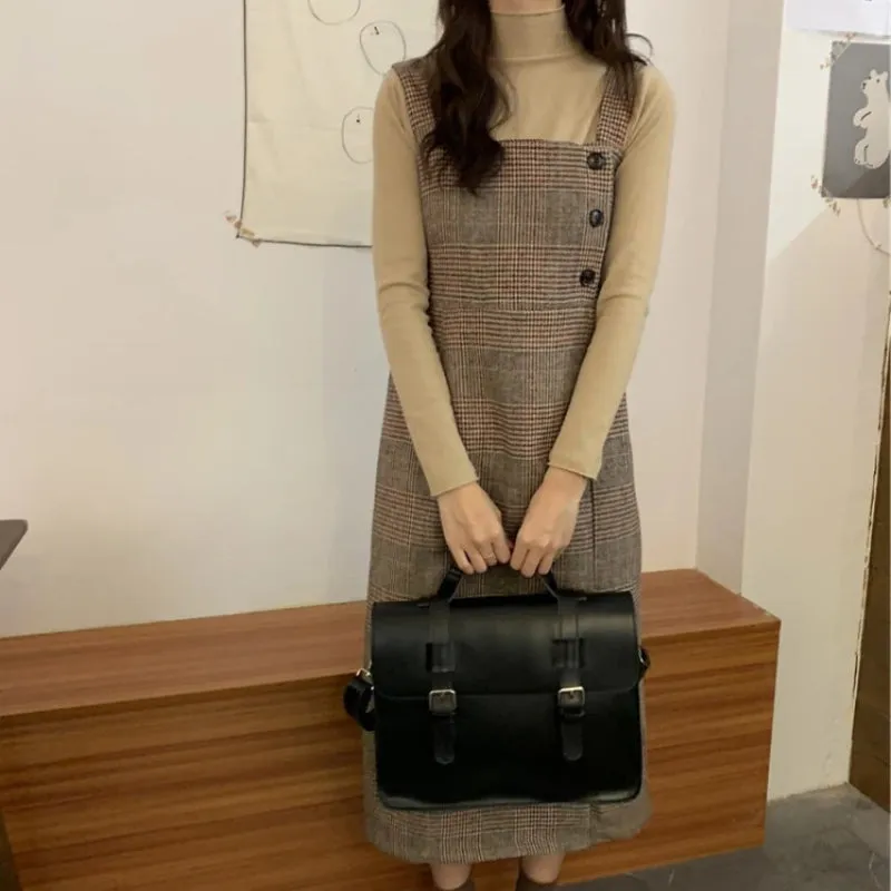 Preppy Style Vegan Leather Briefcase Backpack Shoulder Bags