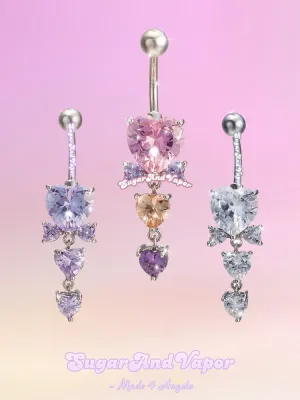 Princess Heart Bowknot Crystals Belly Ring