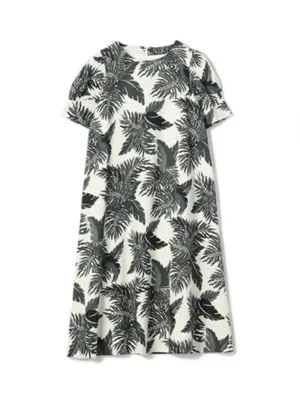 Princess Sleeve Leaf Print Dress