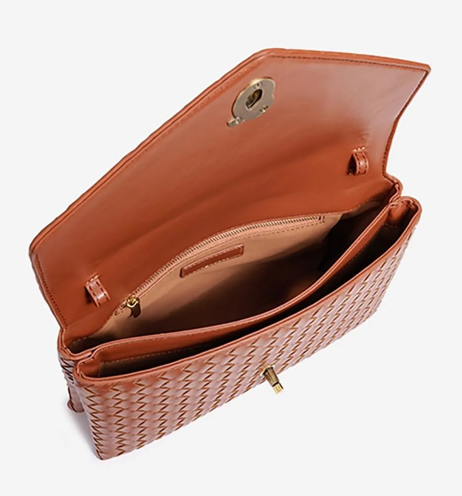 PU Leather Woven Crossbody Purses Women Crescent Hobo Bags Satchel Shoulder Bag Knotlock Messenger Envelope Handbag 2025