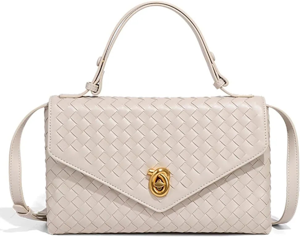 PU Leather Woven Crossbody Purses Women Crescent Hobo Bags Satchel Shoulder Bag Knotlock Messenger Envelope Handbag 2025