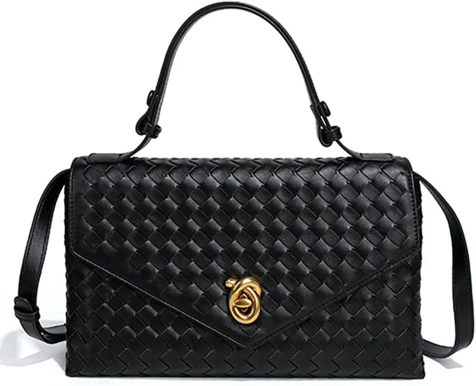 PU Leather Woven Crossbody Purses Women Crescent Hobo Bags Satchel Shoulder Bag Knotlock Messenger Envelope Handbag 2025