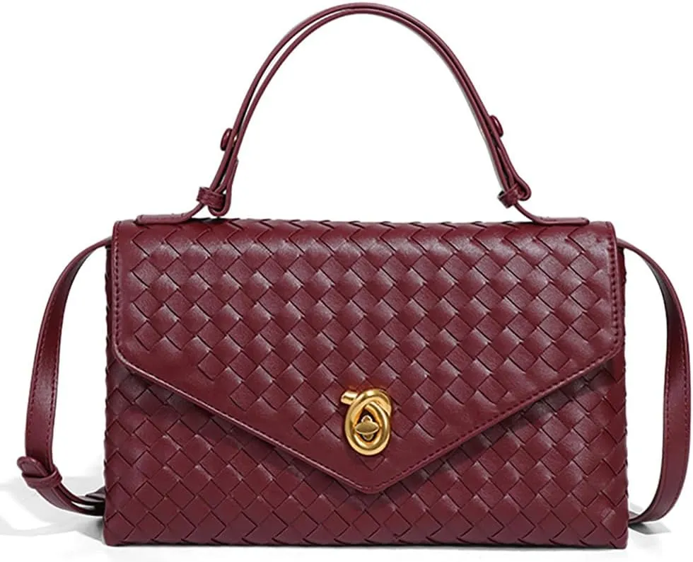 PU Leather Woven Crossbody Purses Women Crescent Hobo Bags Satchel Shoulder Bag Knotlock Messenger Envelope Handbag 2025